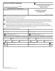 Document preview: Form AOC-E-307 Affidavit of Notice to Creditors - North Carolina