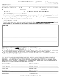 &quot;Small Claims Settlement Agreement Form&quot; - California