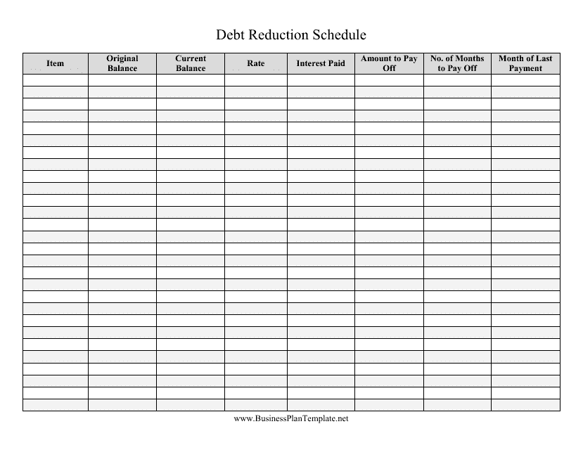 Debt Reduction Schedule Template Download Pdf