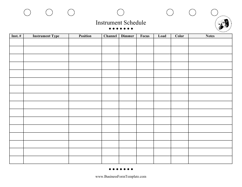 Instrument Schedule Template Download Printable PDF Templateroller