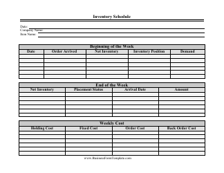 Document preview: Inventory Schedule Template