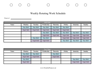 Document preview: Weekly Rotating Work Schedule Template
