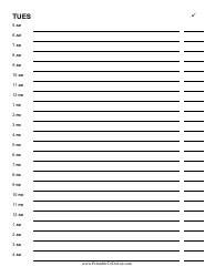 &quot;Tuesday Hourly Planner Template&quot;