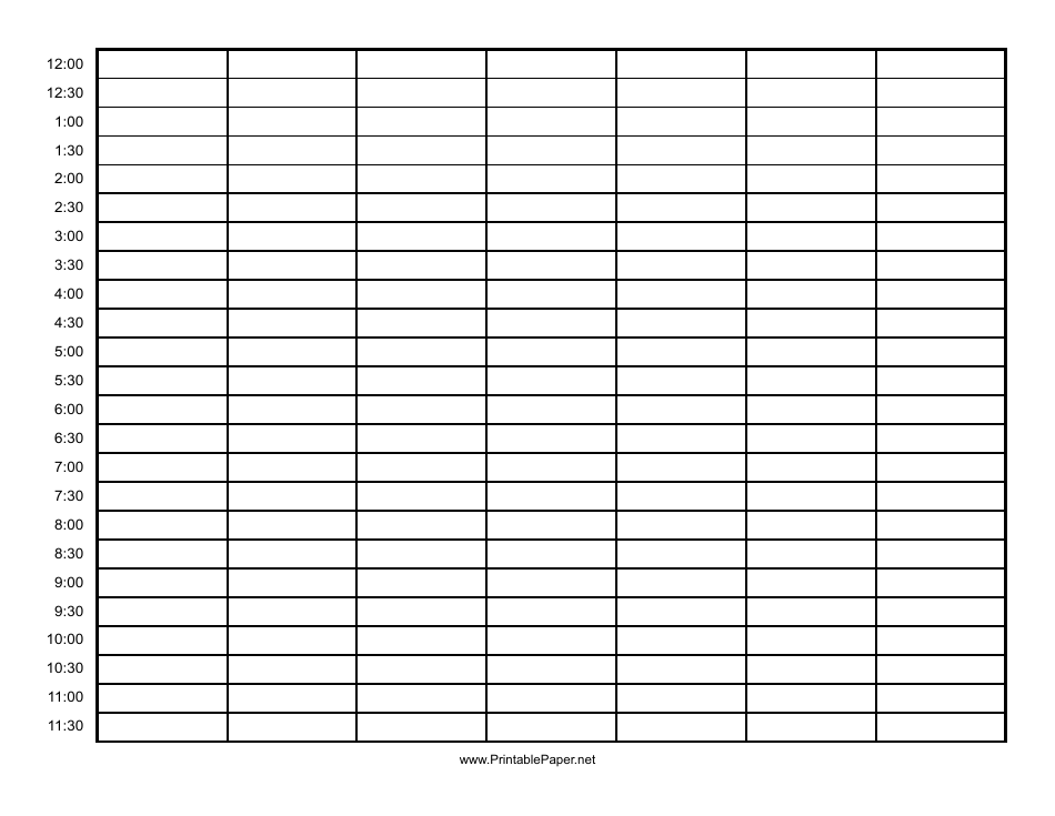 Printable Blank Hourly Schedule Template