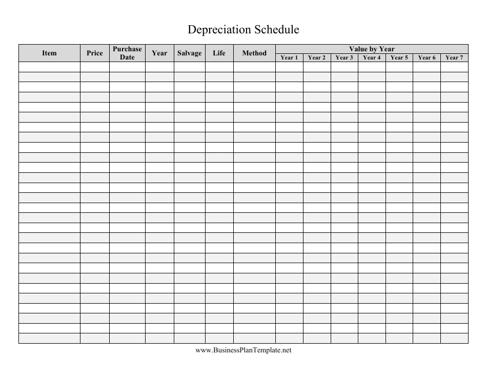 Depreciation Schedule Template, Page 1