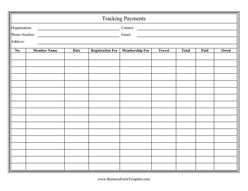&quot;Tracking Payments Template&quot; Download Pdf