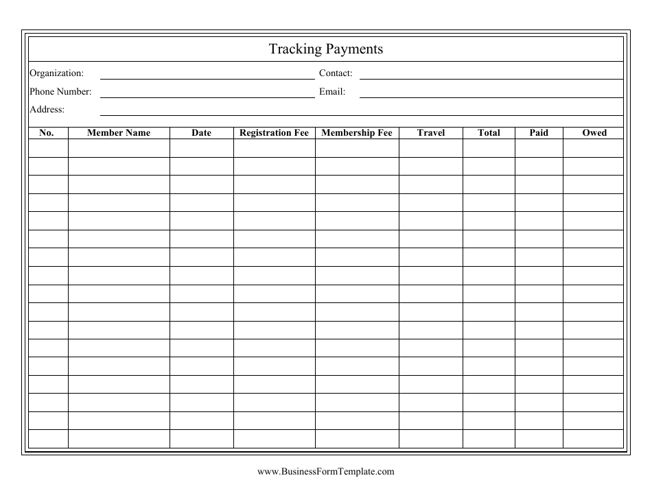 Tracking Payments Template Download Printable PDF Templateroller