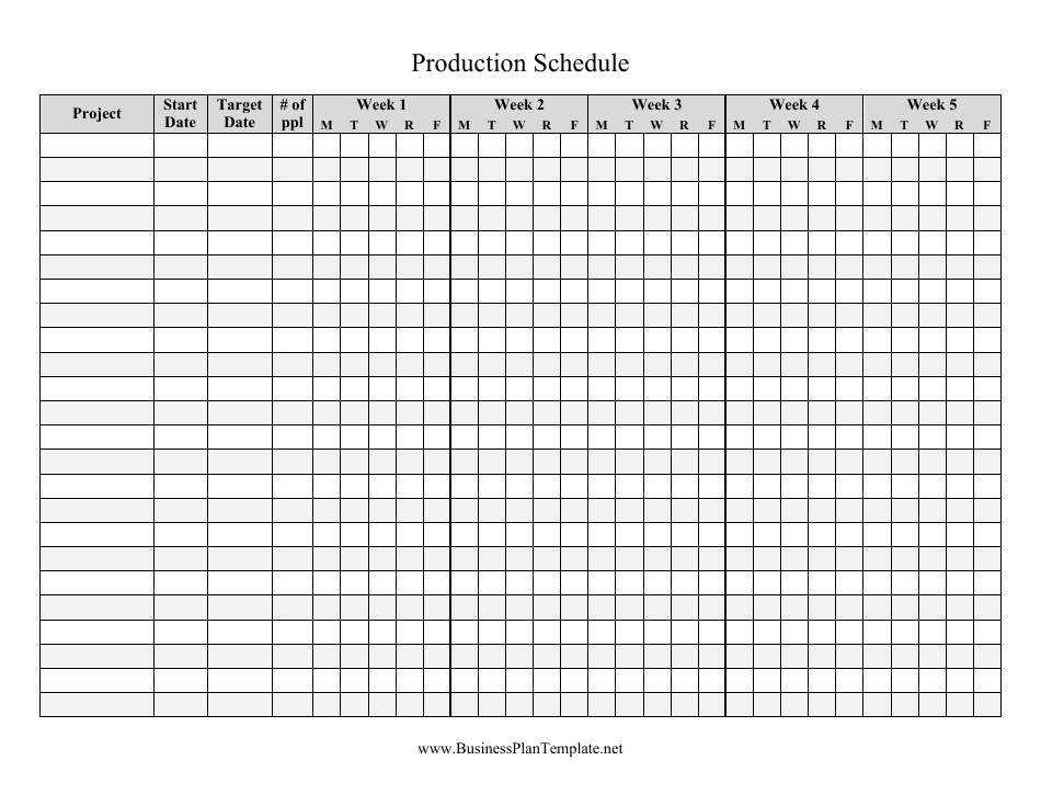 Weekly Production Schedule Template, Page 1