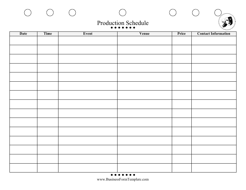 Production Schedule Template Download Pdf