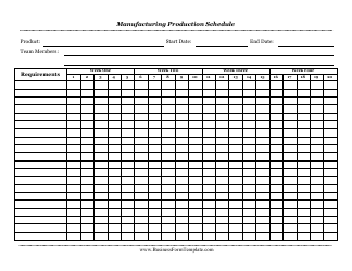 Document preview: Manufacturing Production Schedule Template