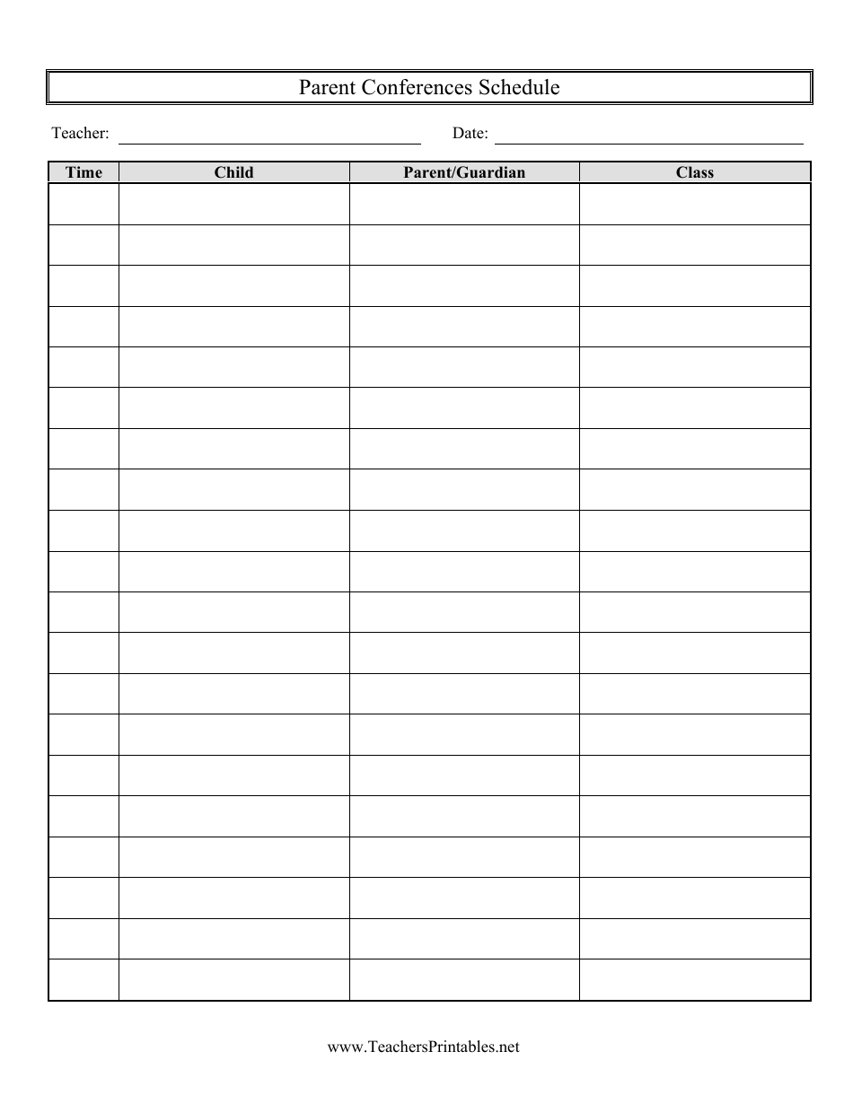 Parent Conferences Schedule Template Download Printable PDF ...