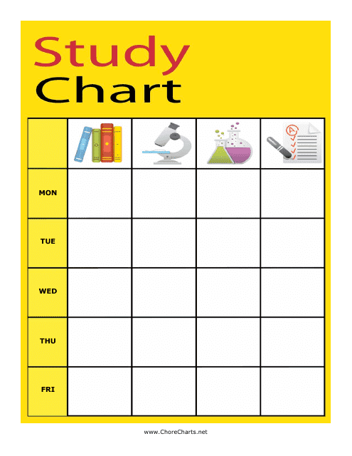 A visually appealing study chart template in yellow color