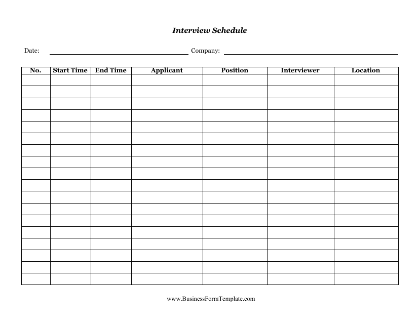 Free Printable Interview Schedule Template