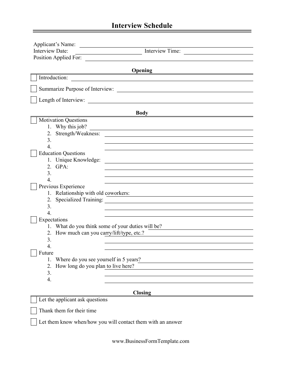 Interview Agenda Template