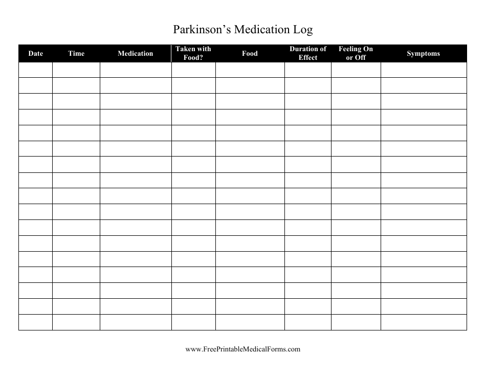 A visually appealing and organized Parkinson's Medication Log Template