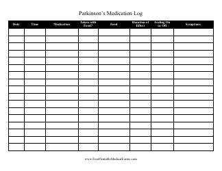 Document preview: Parkinson's Medication Log Template
