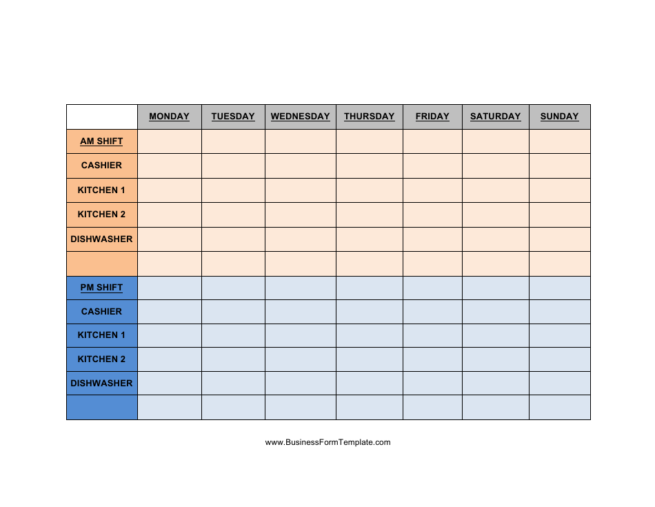 Shift Schedule Template, Page 1