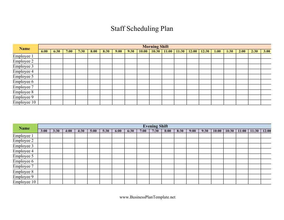 Staff Scheduling Plan Template, Page 1