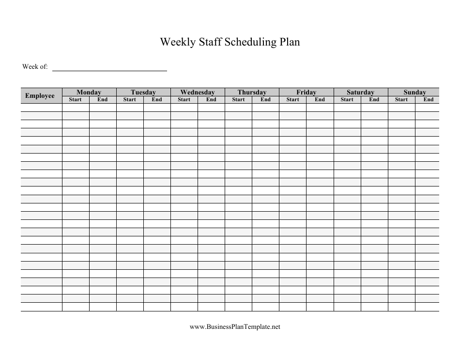 Weekly Staff Scheduling Plan Template, Page 1