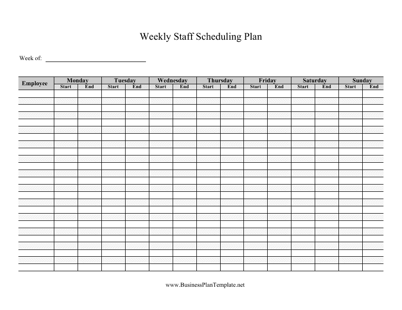 Weekly Staff Scheduling Plan Template