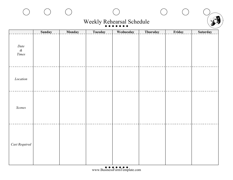 Weekly Rehearsal Schedule Template, Page 1