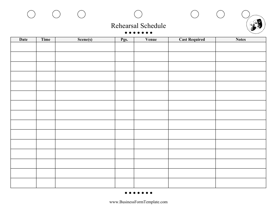 Rehearsal Schedule Template - Download and Plan Your Rehearsal Sessions with this Timesaving Template.