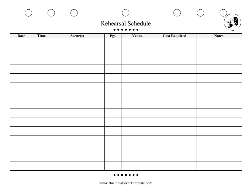 &quot;Rehearsal Schedule Template&quot; Download Pdf