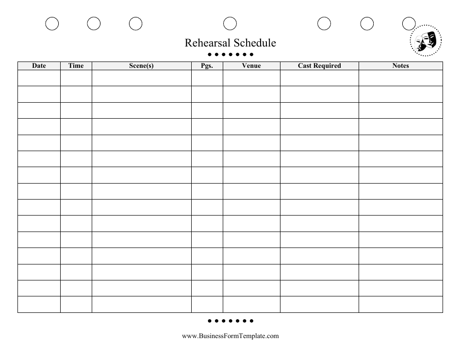 rehearsal schedule template download printable pdf