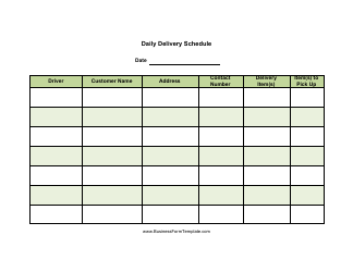 Document preview: Daily Delivery Schedule Template