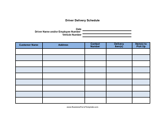 Document preview: Driver Delivery Schedule Template