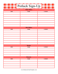 Document preview: Potluck Sign-Up Sheet