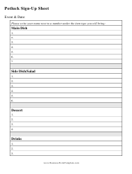 Document preview: Potluck Sign-Up Sheet Template