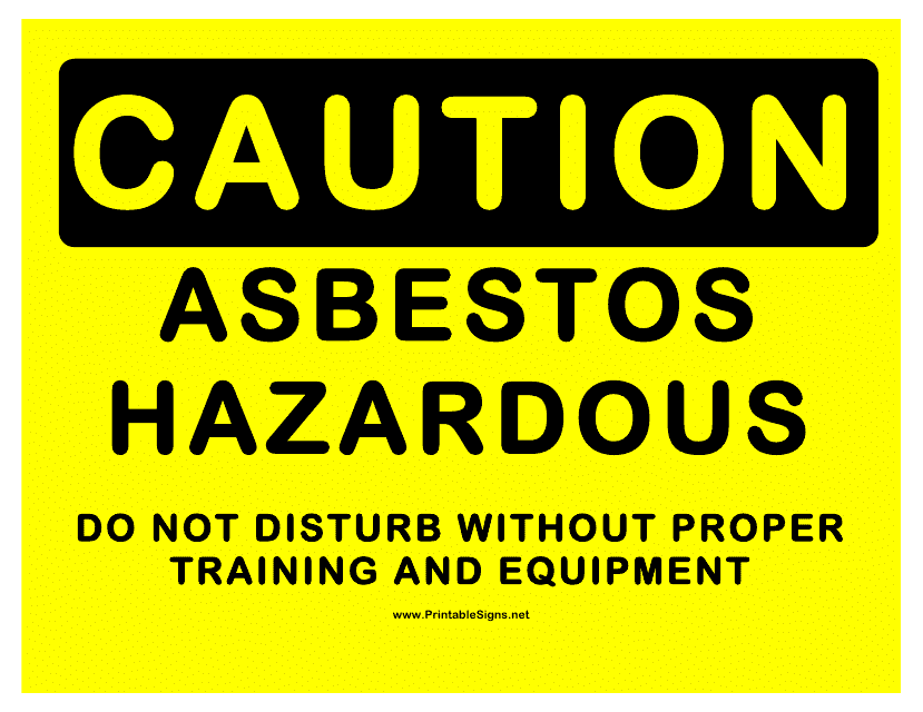 &quot;Caution - Hazardous Asbestos Sign Template&quot; Download Pdf