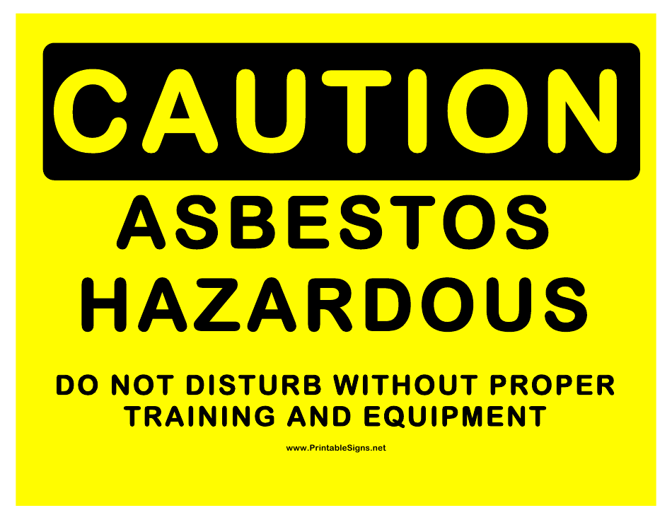 Caution - Hazardous Asbestos Sign Template, Page 1