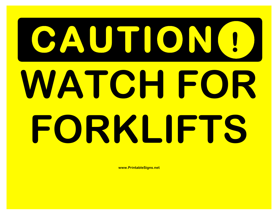 Watch for Forklifts - Caution Sign Template, Page 1