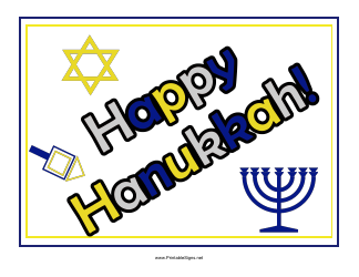 &quot;Happy Hanukkah Sign Template&quot;