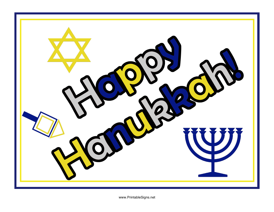 Happy Hanukkah Sign Template, Page 1