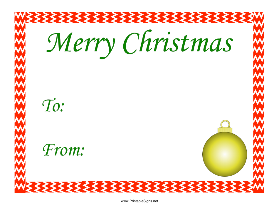 Merry Christmas Gift Tag Template - Red Frame Download Printable PDF