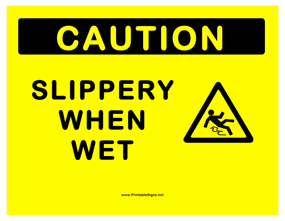 Slippery When Wet Sign Template - Stay Alert for Slippery Floor Hazards