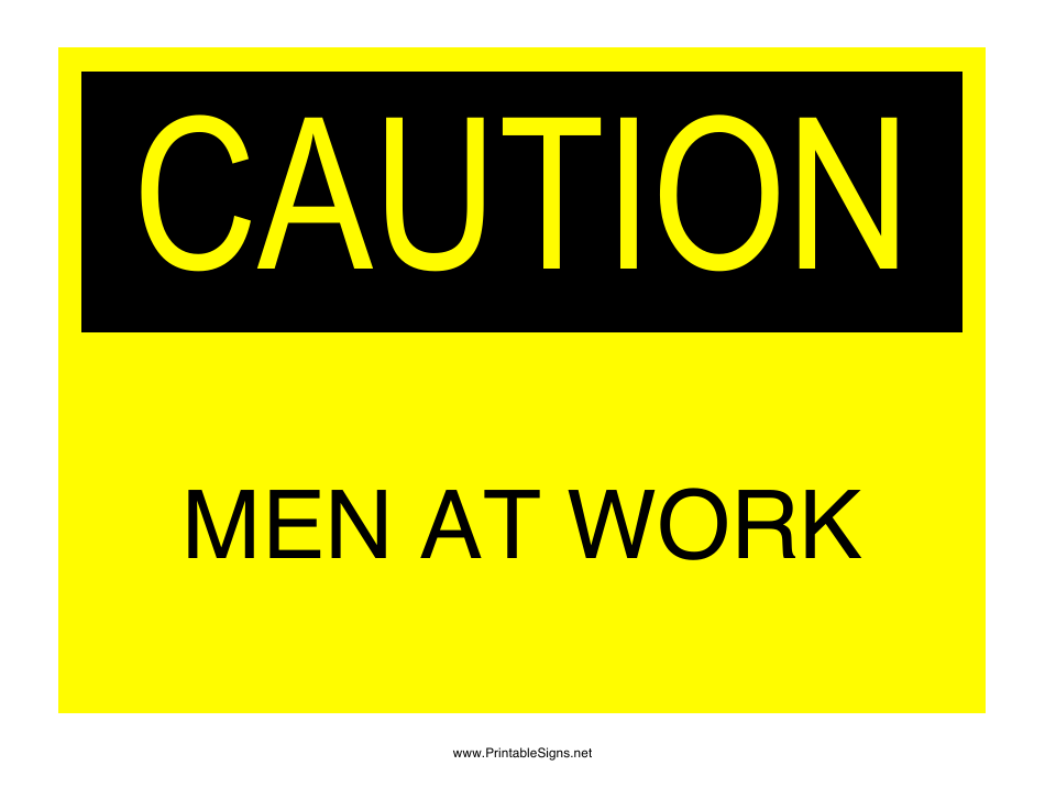 Caution - Men at Work Sign Template Image Preview