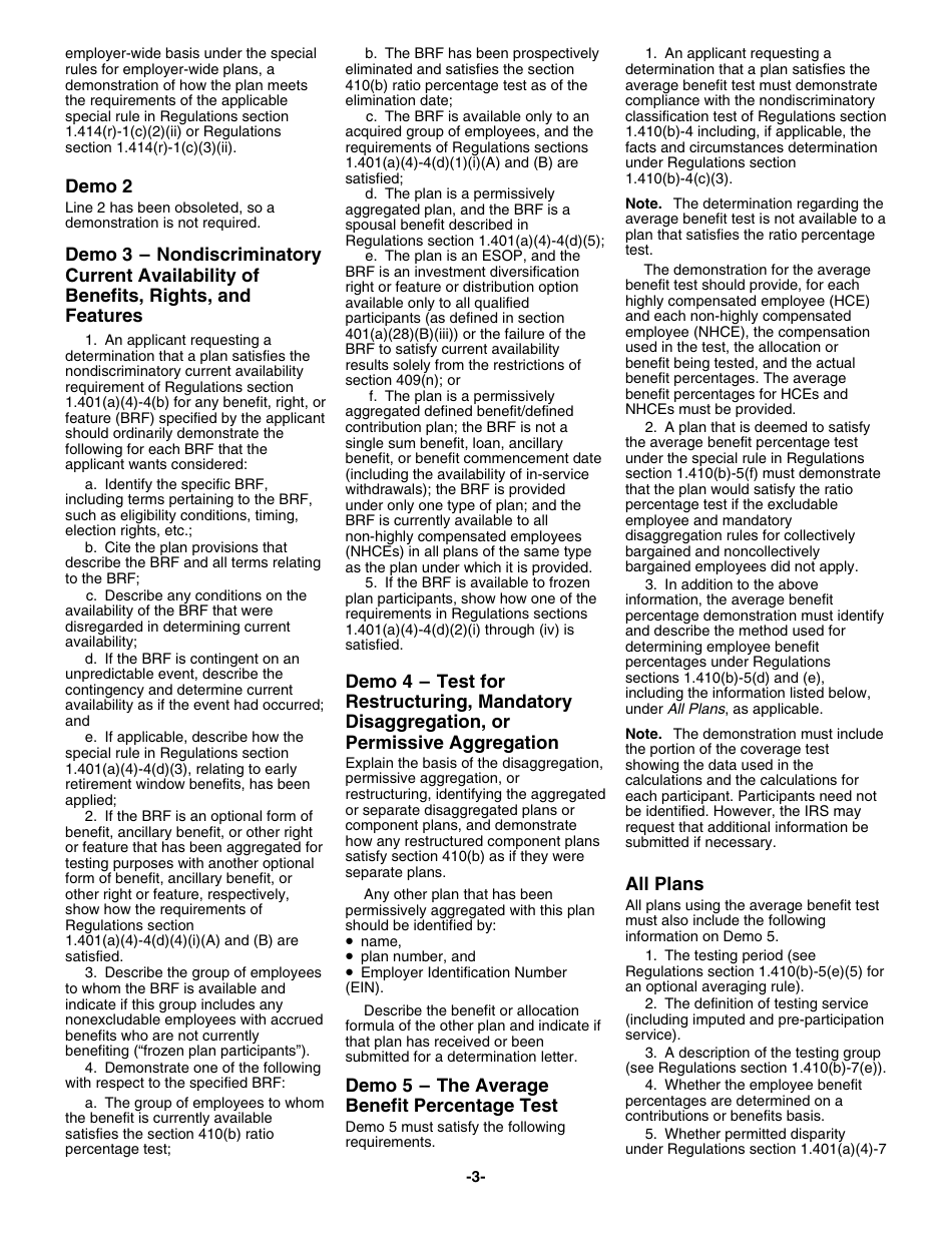 Instructions for IRS Form 5300 Schedule Q Elective Determination Requests, Page 3