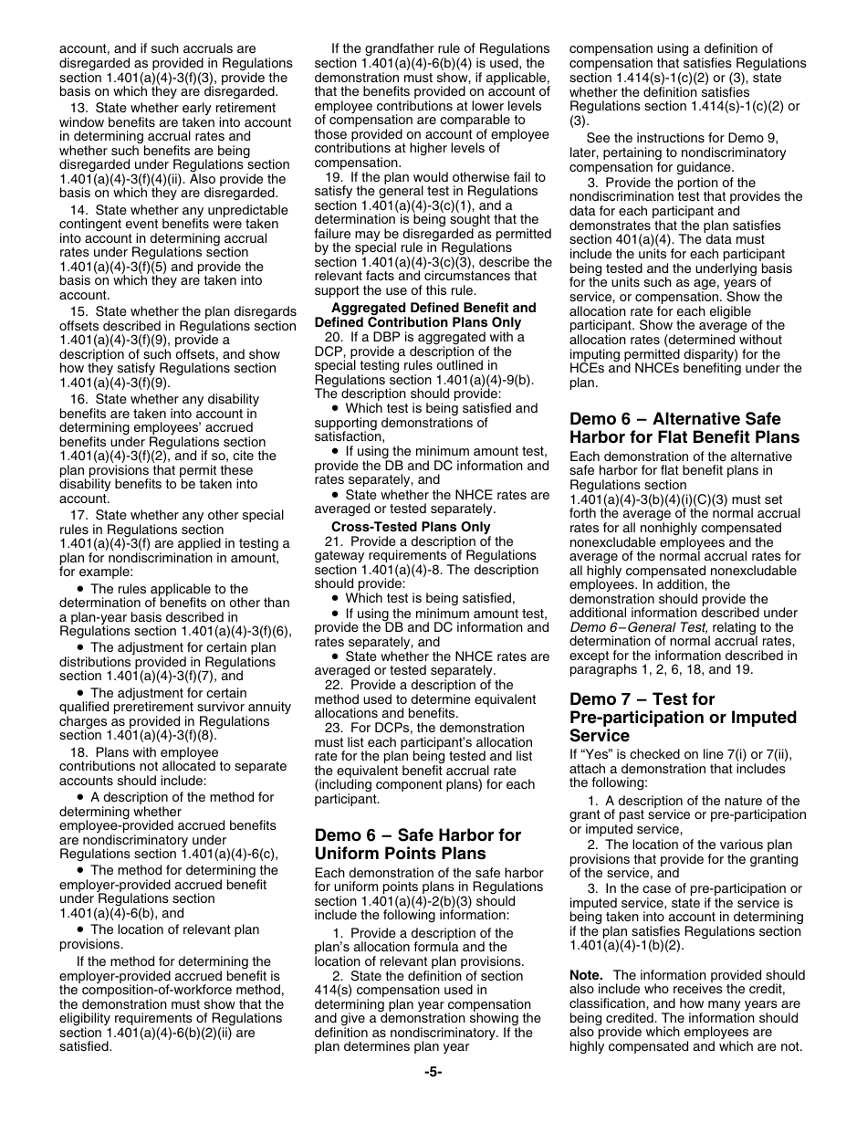 Instructions for IRS Form 5300 Schedule Q Elective Determination Requests, Page 5