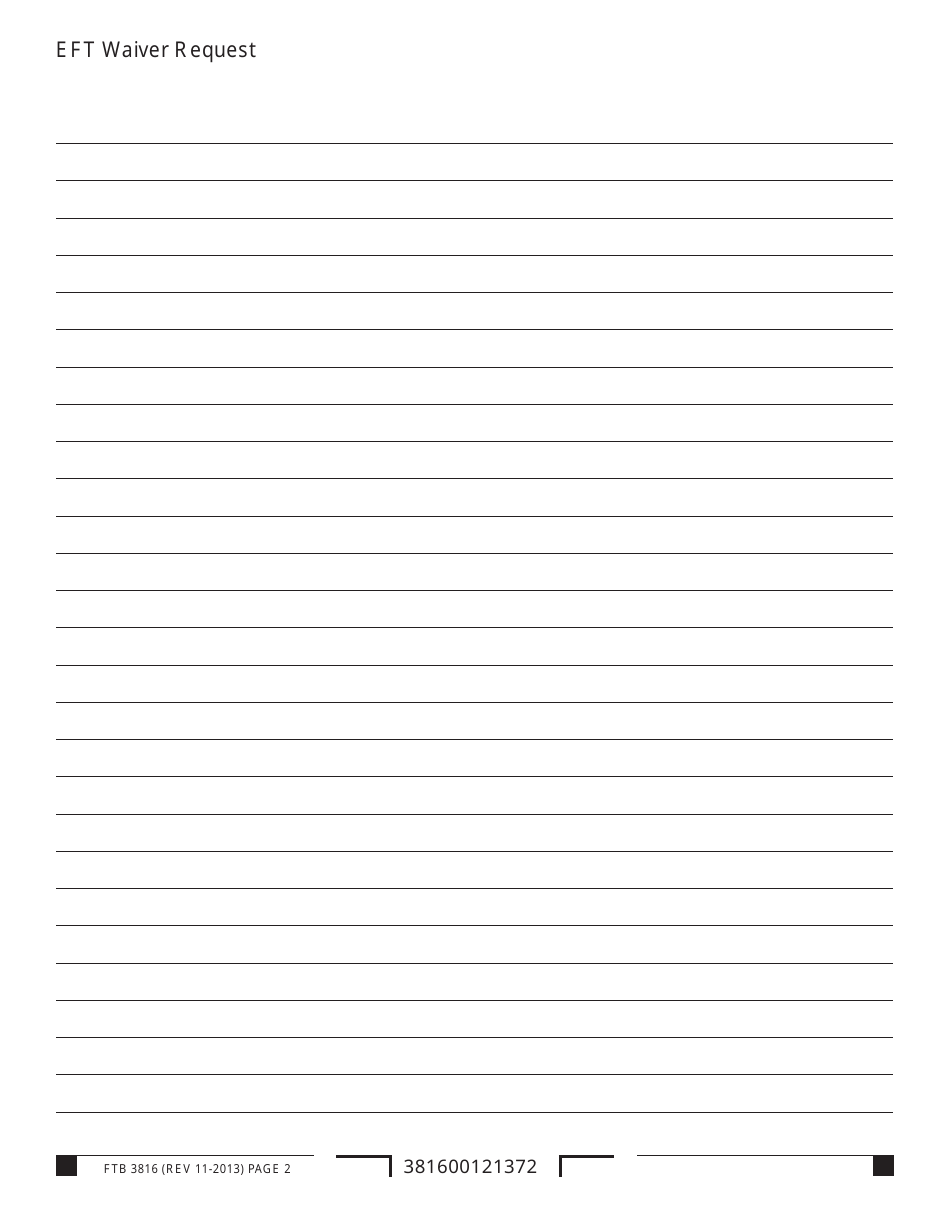 Form FTB3816 Electronic Funds Transfer Election to Discontinue or Waiver Request - California, Page 2