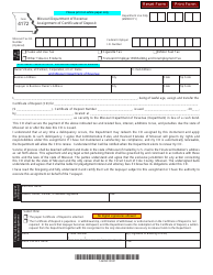 Form 4172 Assignment of Certificate of Deposit - Missouri