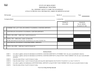 Document preview: Form GA-1V N.j. Airport Safety Fund Tax Schedule - New Jersey