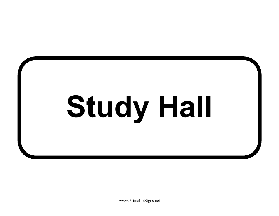Study Hall Sign Template - Printable PDF Download