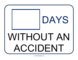 &quot;Time Without an Accident Sign Template&quot;
