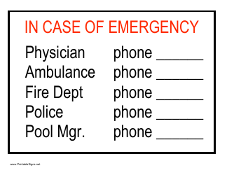 &quot;Emergency Contact Form Template&quot;