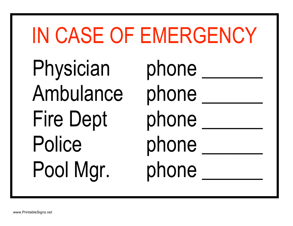 emergency contact form template download printable pdf