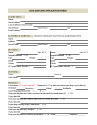 Document preview: Dog Daycare Application Template - Okagan K9